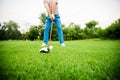 Golfer getting ready to take a shot Royalty Free Stock Photo