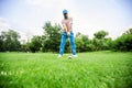 Golfer getting ready to take a shot Royalty Free Stock Photo