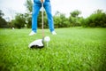 Golfer getting ready to take a shot Royalty Free Stock Photo