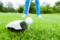 Golfer getting ready to take a shot Royalty Free Stock Photo