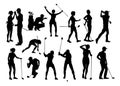 Golfer Golf Sports People Silhouette Set Royalty Free Stock Photo