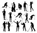 Golfer Golf Sports People Silhouette Set Royalty Free Stock Photo