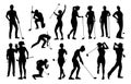 Golfer Golf Sports People Silhouette Set Royalty Free Stock Photo