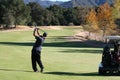 Golfer hitting down fairway Royalty Free Stock Photo