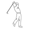 Golfer icon, outline style