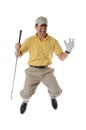 Golfer jumpinp Royalty Free Stock Photo