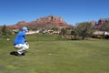 Golfer Lining up a Putt Royalty Free Stock Photo