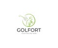 Golfer Logo Template. Golf Club Vector Design Royalty Free Stock Photo