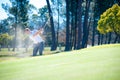 Golfer Playing A Chip Shot Onto The Green