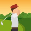 Golfer playing in golf club