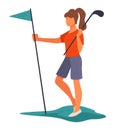 Golfer with pole and flag, playing golf vector Royalty Free Stock Photo