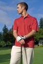 Golfer Poses for Camera - Vertical Royalty Free Stock Photo