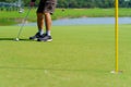 Golfer preparing for a putt Golf ball on the green during golfcourse Royalty Free Stock Photo