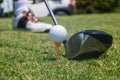 Golfer Hitting Golf Ball off Tee Royalty Free Stock Photo