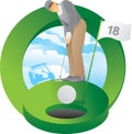 Golfer putting 18th hole Royalty Free Stock Photo