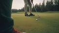 Golfer putting a golf ball on the green of a golf course - made with Generative AI tools