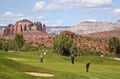 A Golfer Putts on Sedona's Famous Hole 10 Royalty Free Stock Photo