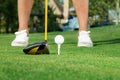 Golfer ready to tee off