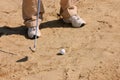 Golfer in a sandtrap Royalty Free Stock Photo