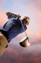 Golfer shooting a golf ball Royalty Free Stock Photo