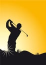 Golfer sunset playing golf Royalty Free Stock Photo