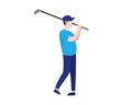 Golfer Swing His Iron Golf Illustration with Cartoon Style Royalty Free Stock Photo