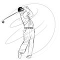 Golfer swinging the club