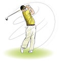 Golfer swinging the club