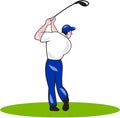 Golfer Swinging Club Circle Cartoon Royalty Free Stock Photo