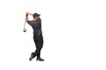 Golfer tee shot Isolated