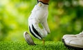 Golfer teeing off Royalty Free Stock Photo