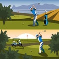 The golfer will hit the ball towards the hole. Royalty Free Stock Photo