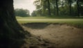 Golfers enjoy the outdoors, playing on green grass under sunlight generated by AI Royalty Free Stock Photo