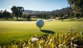 Golfers playing on green grass under the summer sunlight generated by AI Royalty Free Stock Photo