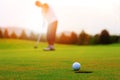 Golf, sunset, sport and funny Royalty Free Stock Photo