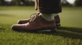 Golfing up close, A detailed look at a golfer\'s legs and stance