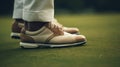 Golfing up close, A detailed look at a golfer\'s legs and stance