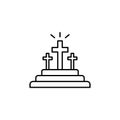 Golgotha, Christianity, cross icon. Simple line, outline vector religion icons for ui and ux, website or mobile application Royalty Free Stock Photo