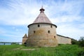 Golovin's tower close up in the august afternoon. Fortress Nutlet, Shlisselburg Royalty Free Stock Photo