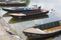 Golubac, Serbia - June 05, 2016: Old fishing boats tied up on th