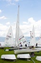 Golubac, Serbia - June 05, 2016, Sailing boats on dolli Royalty Free Stock Photo