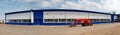 Gomel, BELARUS - April 13, 2020: building of a large hangar under the service station