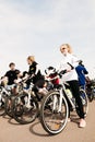 Young girls with bicycles. Gomel, Belarus