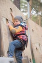 Gomel, Belarus - 30 April, 2017: Rope town for a family holiday in the countryside. Family competition to overcome aerial obstacle