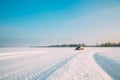 Gomel, Belarus. Car Renault Duster Or Dacia Duster Suv Parked On Winter Snowy Field Countryside Landscape. Duster