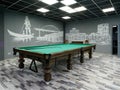 Gomel, BELARUS - December 1, 2022: Interior of the billiard club Duplet Royalty Free Stock Photo