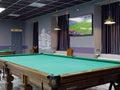 Gomel, BELARUS - December 1, 2022: Interior of the billiard club Duplet Royalty Free Stock Photo