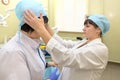 Gomel, Belarus - 22 February 2017: the dentist`s office. nurse prepares the patient`s admission to the doctor. Royalty Free Stock Photo