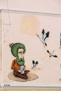 Gomel, Belarus. Graffiti In Krasnoarmeyskaya Street. Old Man Sets