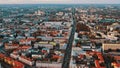 Gomel, Belarus. Homel Cityscape. Aerial View Of Skyline In Autumn Evening. Bird's-eye View of City Streets